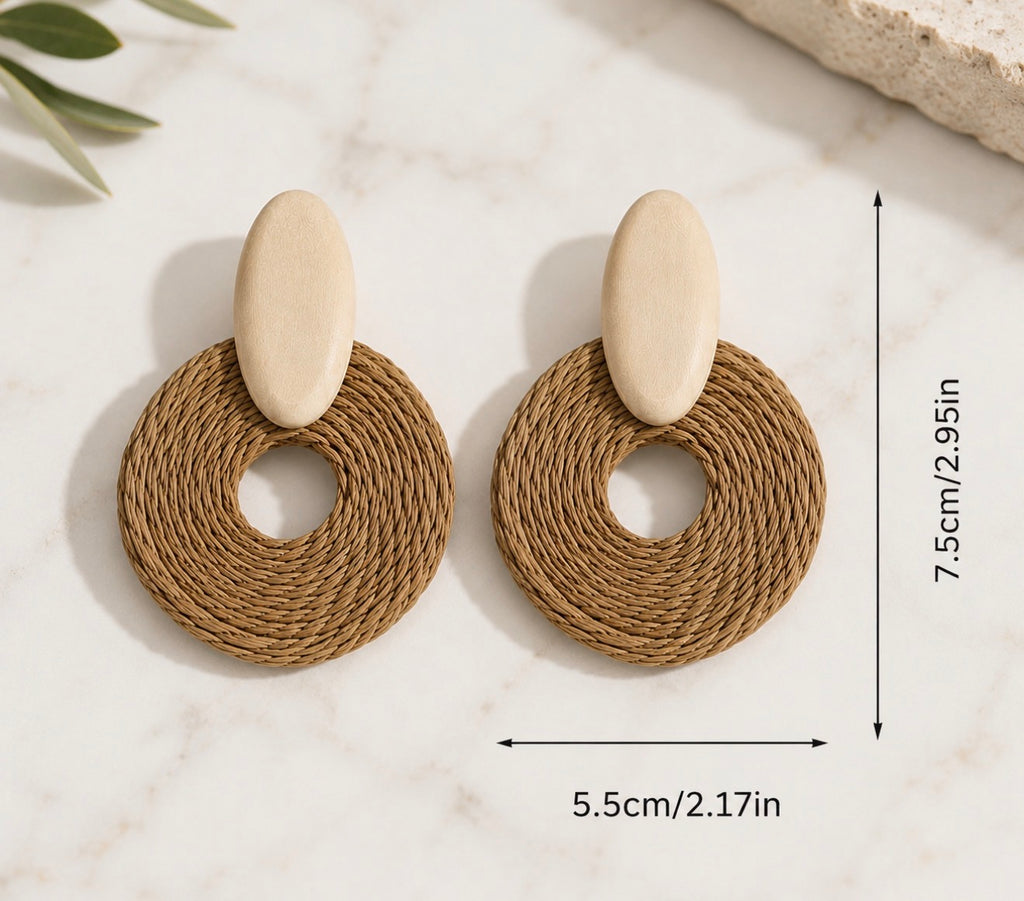 Pack Privilège "Soleil d'Été" – Sac Cabas Tressé et Boucles d'oreilles Coordonnées