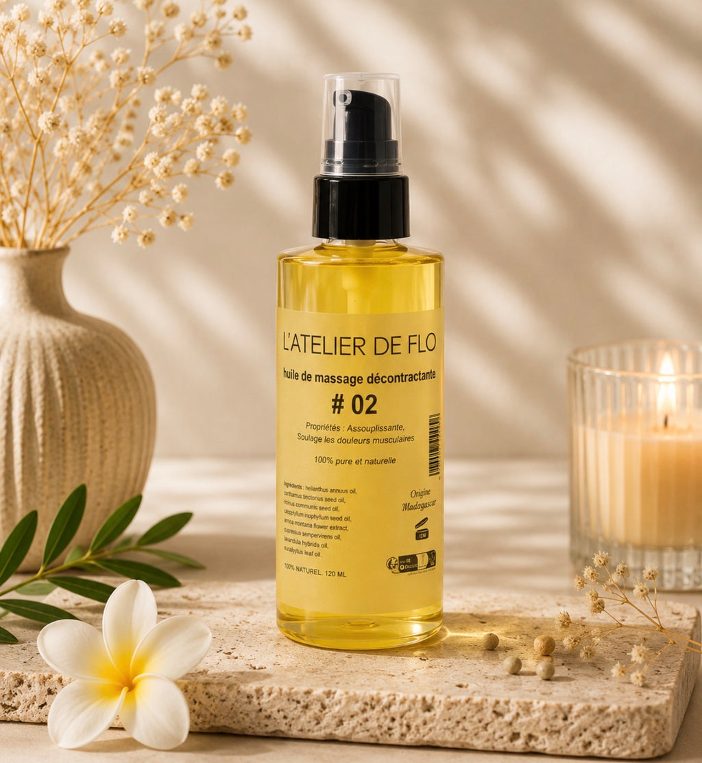 Huile de Massage Décontractante #02 – 100% Naturelle – 120 ml