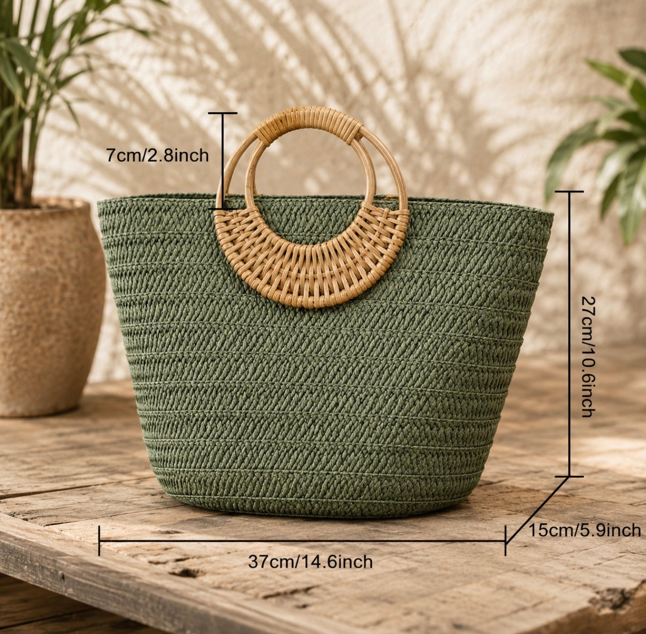 Sac Cabas en Paille Tressée Vert Olive – L'Allié Chic de votre Été