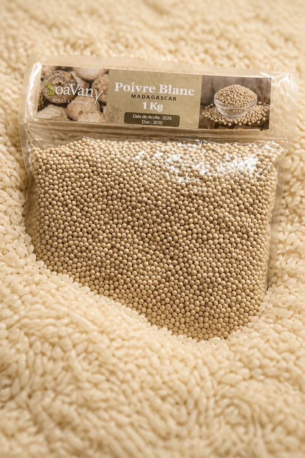 Poivre Blanc de Madagascar - Qualité Premium (Sachet de 1 kg)