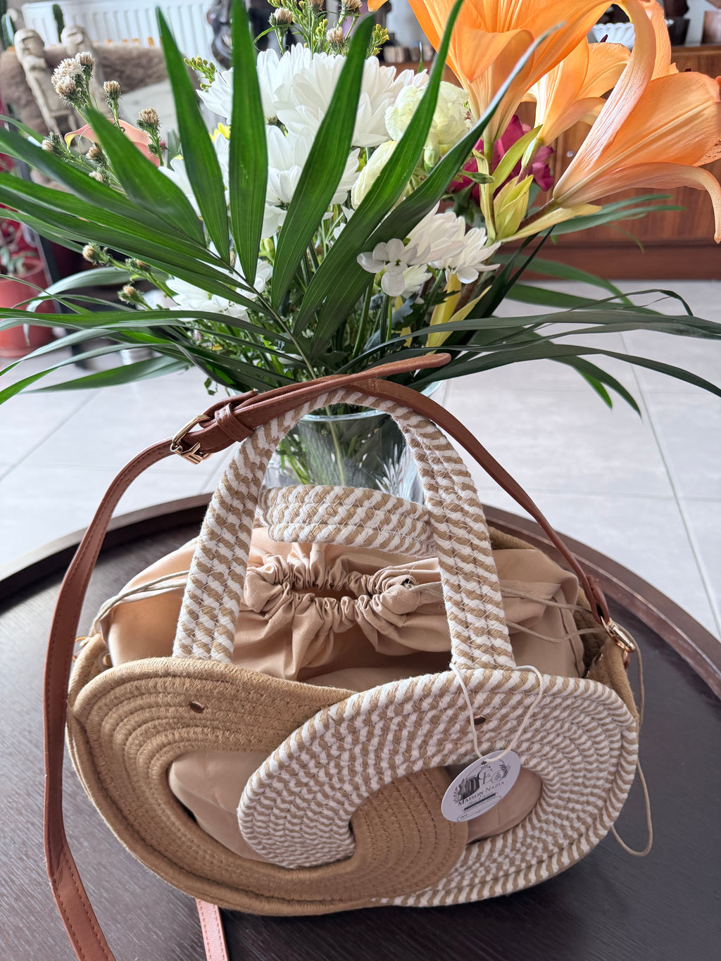 Sac Rond Bohème en Corde Tressée - Sac Bandoulière d'Été