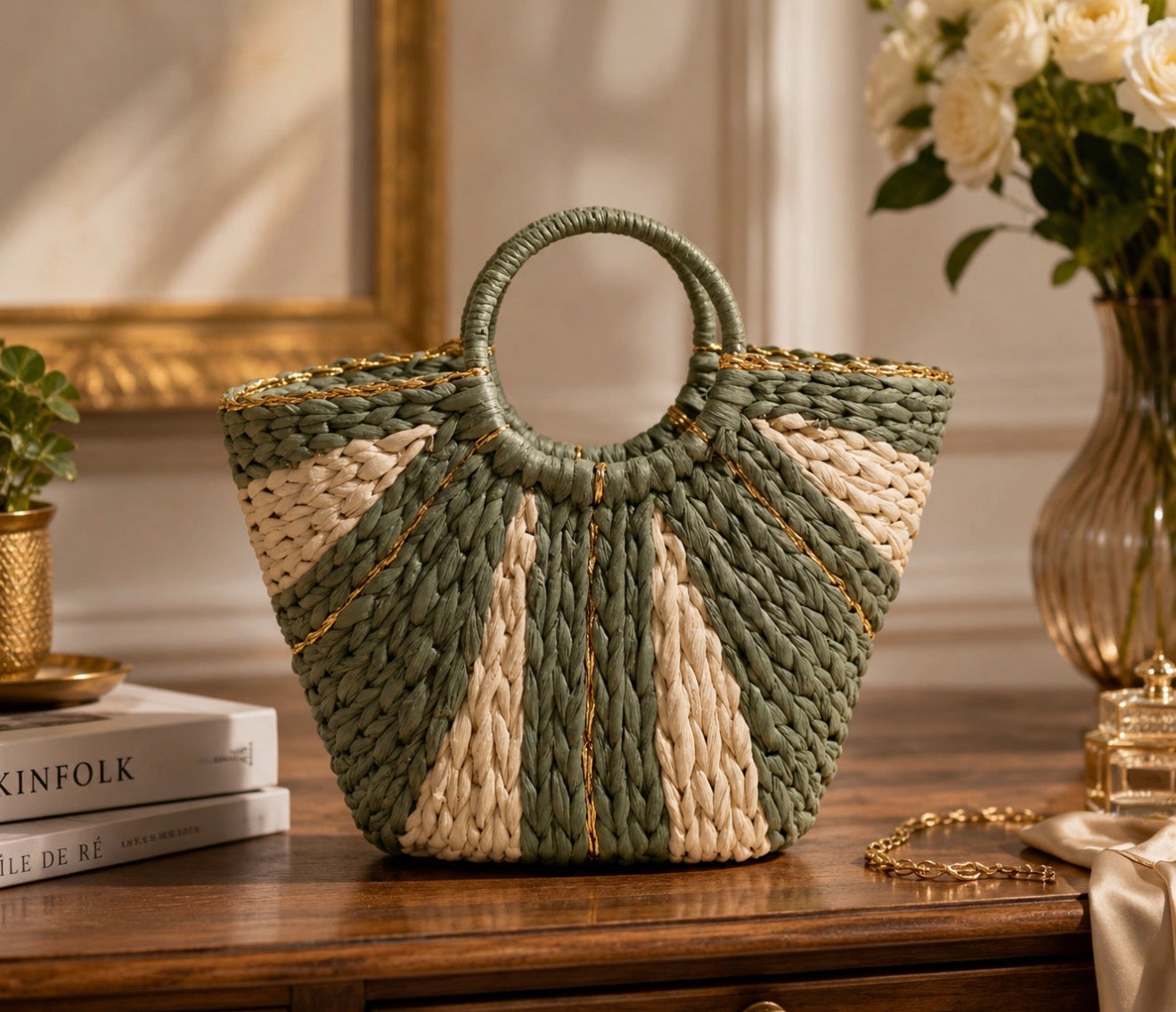 Sac Panier "L'Éventail Doré" – L'Échappée Bohème