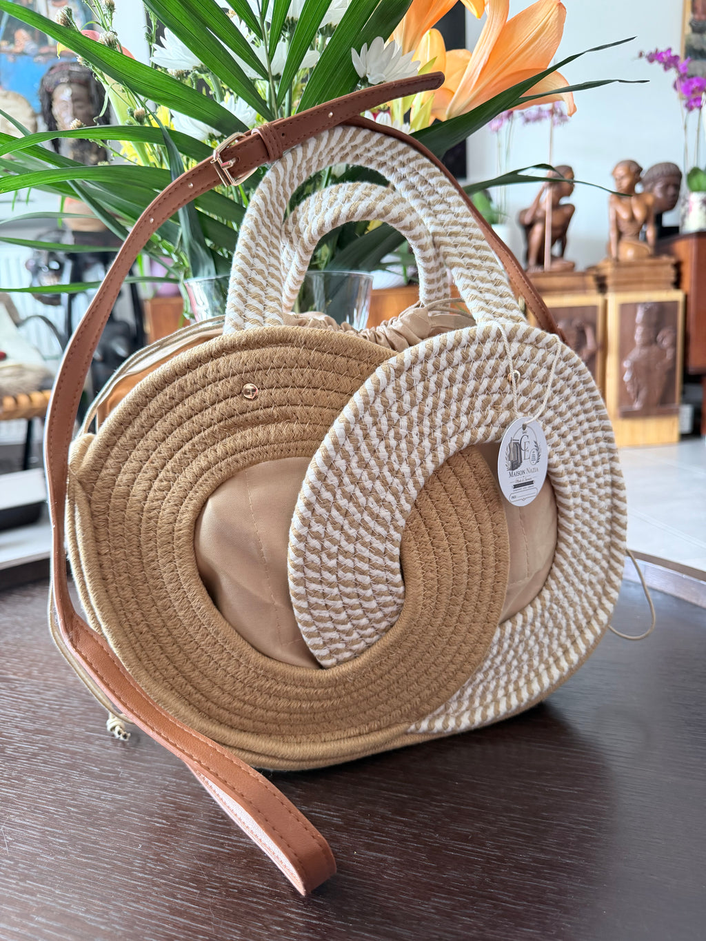 Sac Rond Bohème en Corde Tressée - Sac Bandoulière d'Été