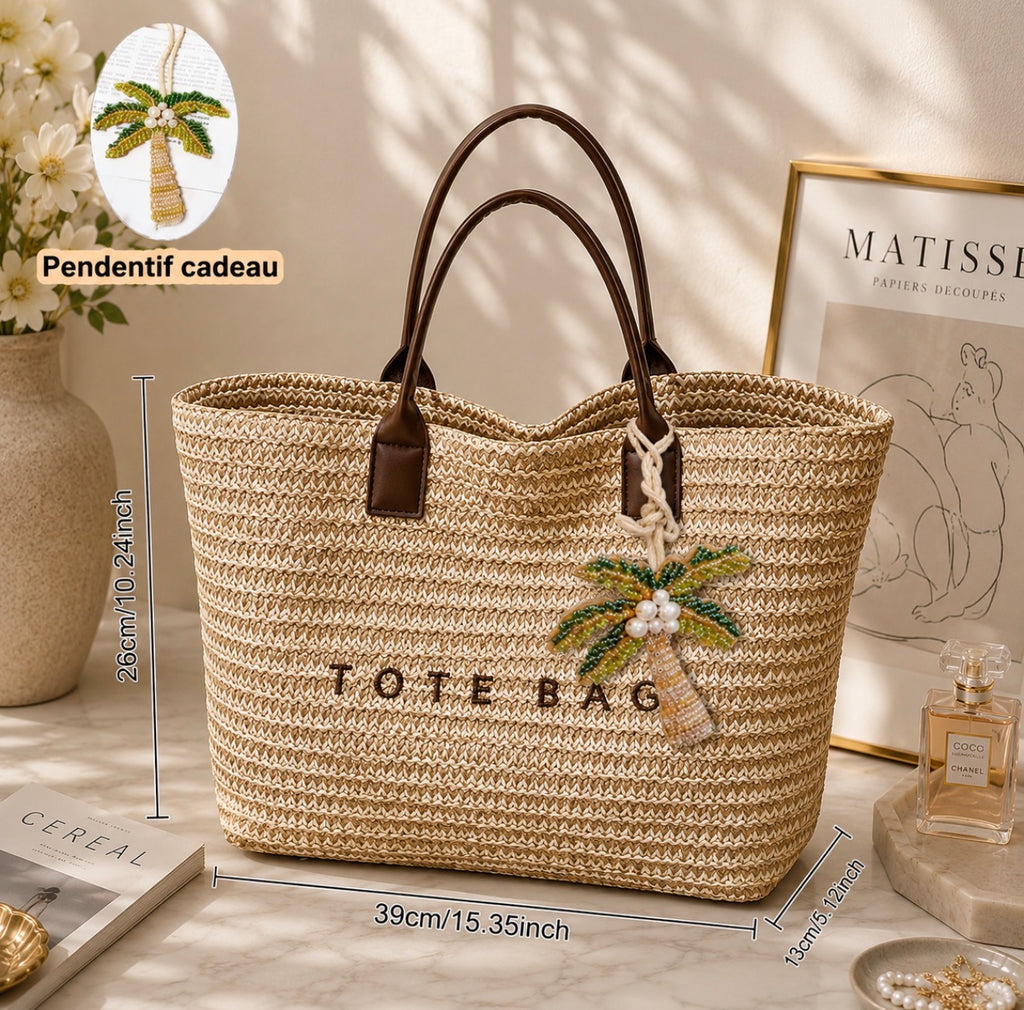 Sac Cabas de Plage "Palm Springs" & Son Pendentif Offert