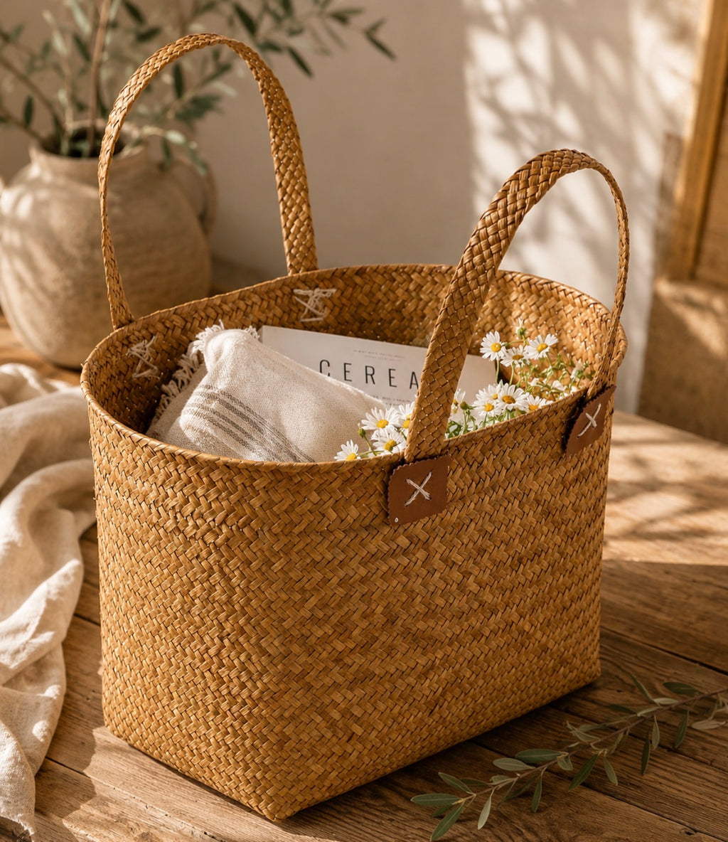 Sac Panier Artisanal "Le Tressé Authentique" – L'Échappée Bohème