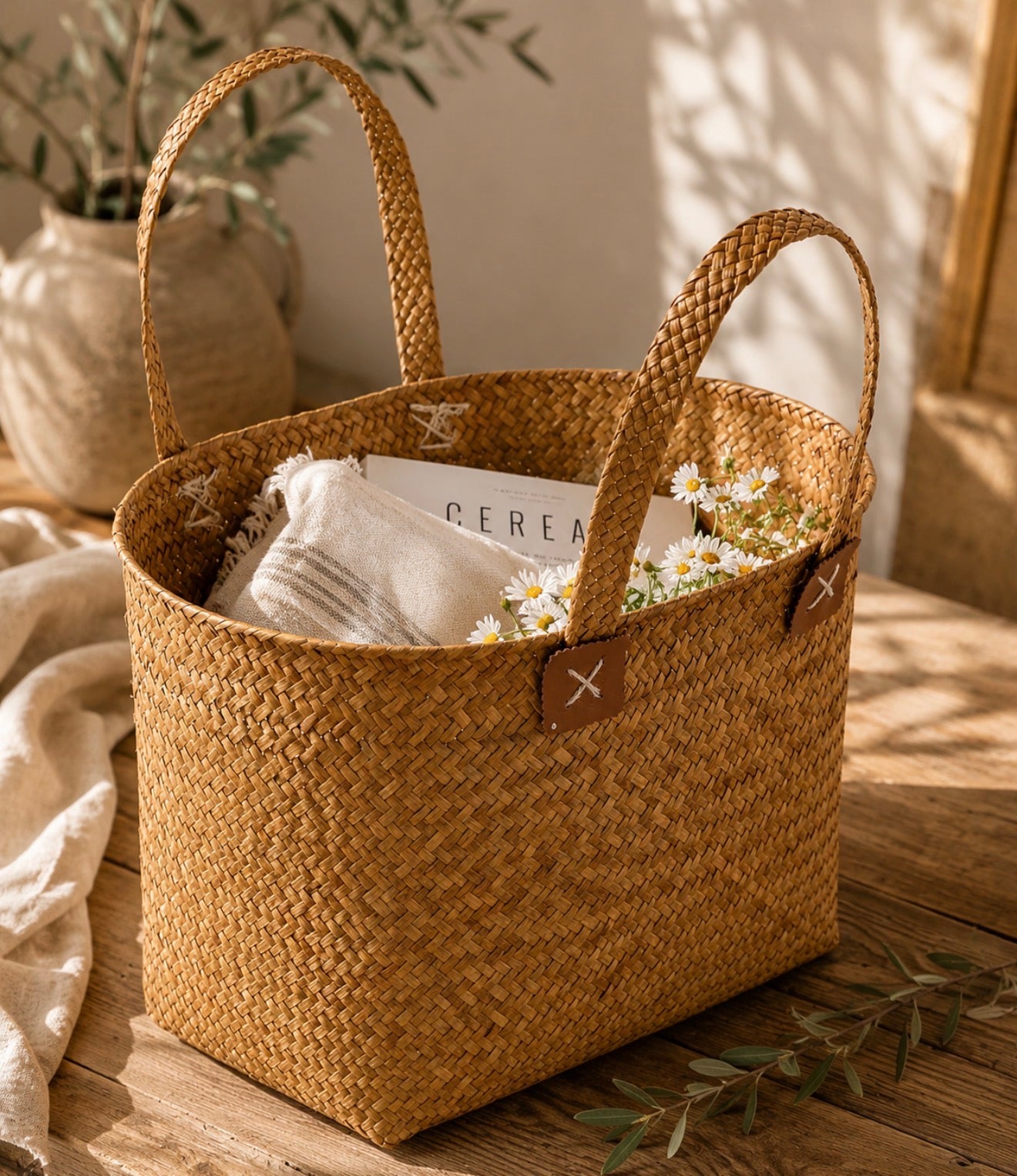 Sac Panier Artisanal "Le Tressé Authentique" – L'Échappée Bohème