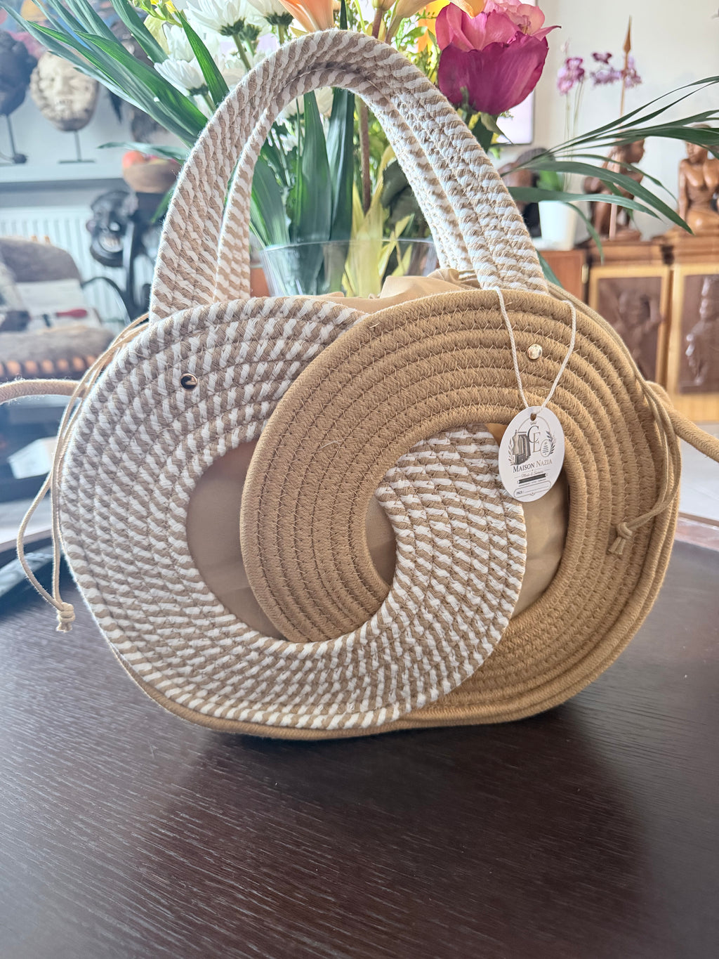 Sac Cabas d'Été en Corde Tressée Géo – Style Bohème & Vacances