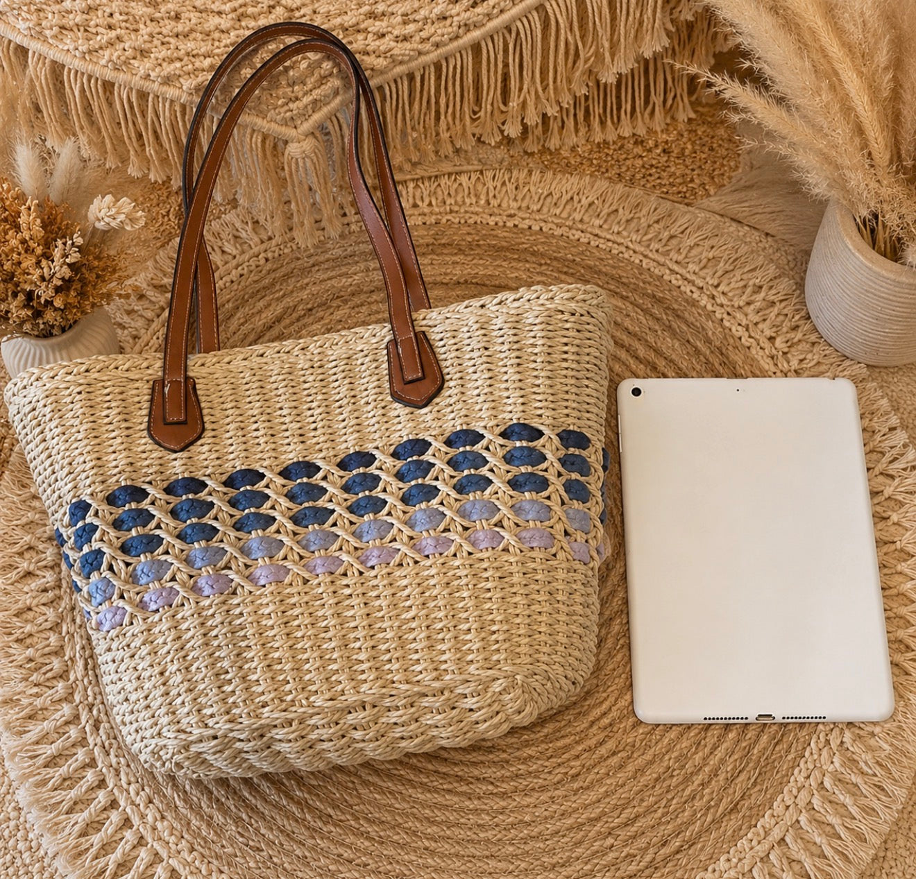 Sac Cabas d’Été en Paille – Style Bohème Chic ☀️👜