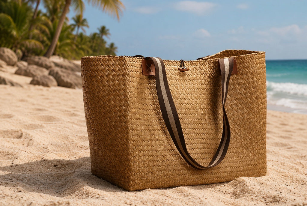 Grand Sac Cabas de Plage en Paille Tressée – Esprit Voyage & Évasion