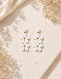 Boucles d'Oreilles Pendantes Doubles Fleurs en Raphia – Style Bohème & Vacances
