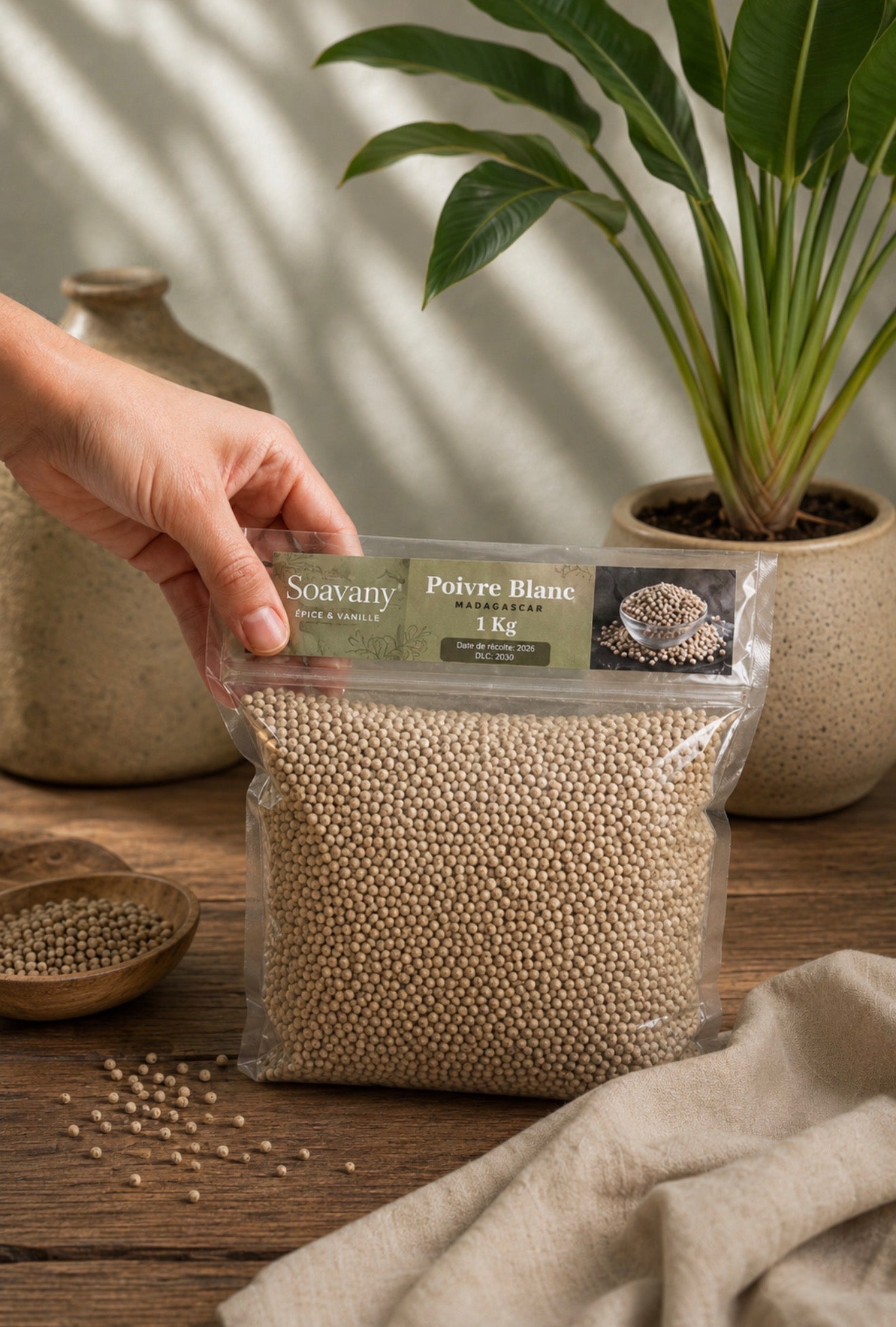 Poivre Blanc de Madagascar - Qualité Premium (Sachet de 1 kg)