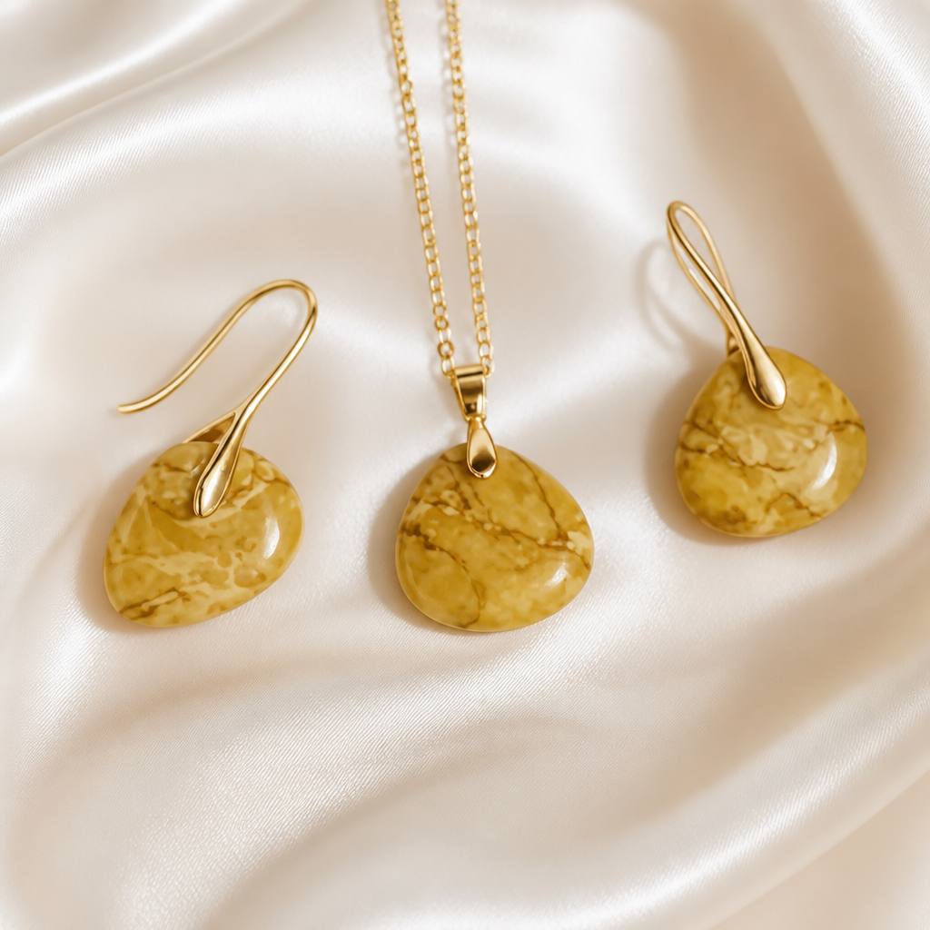 Ensemble "Aura d’Agate" – Collier et Boucles d’Oreilles en Pierre Naturelle