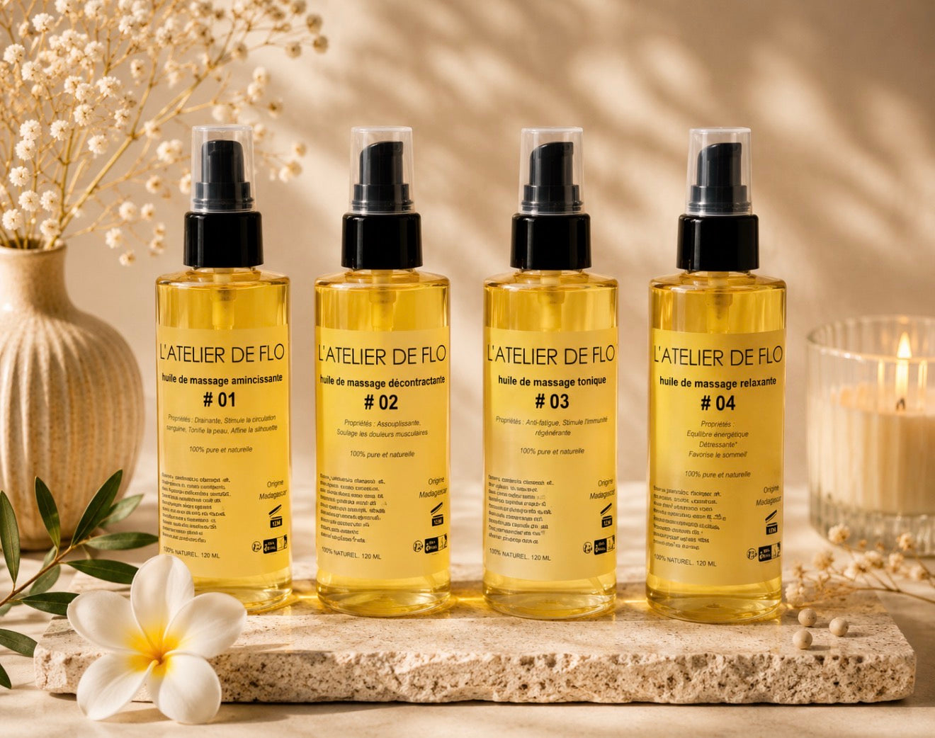 Huile de Massage Décontractante #02 – 100% Naturelle – 120 ml