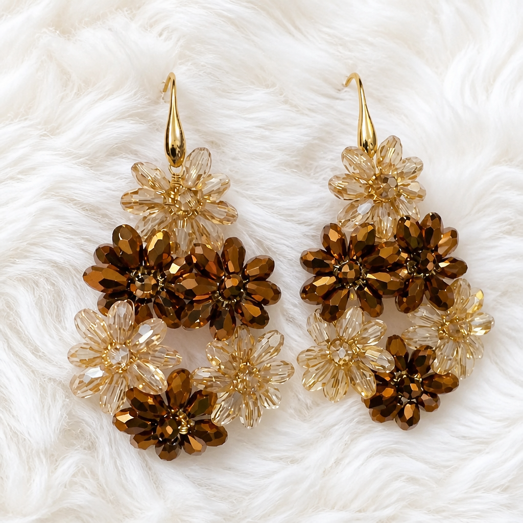 Boucles d’oreilles femme tendance Florales "Lumière d'Ambre" – Bohème Chic