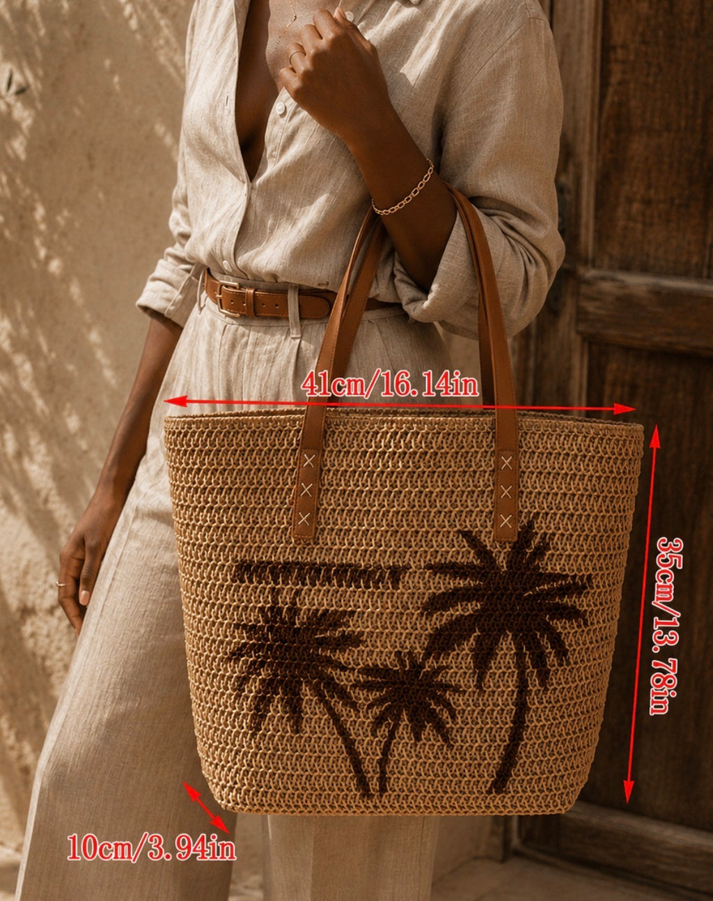 Grand Sac Cabas de Plage "Summer Palm" – L'Esprit des Vacances