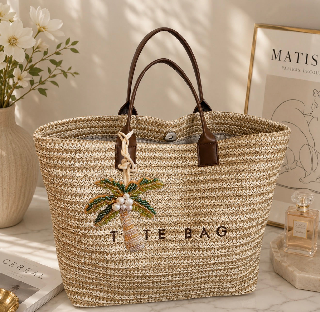 Sac Cabas de Plage "Palm Springs" & Son Pendentif Offert