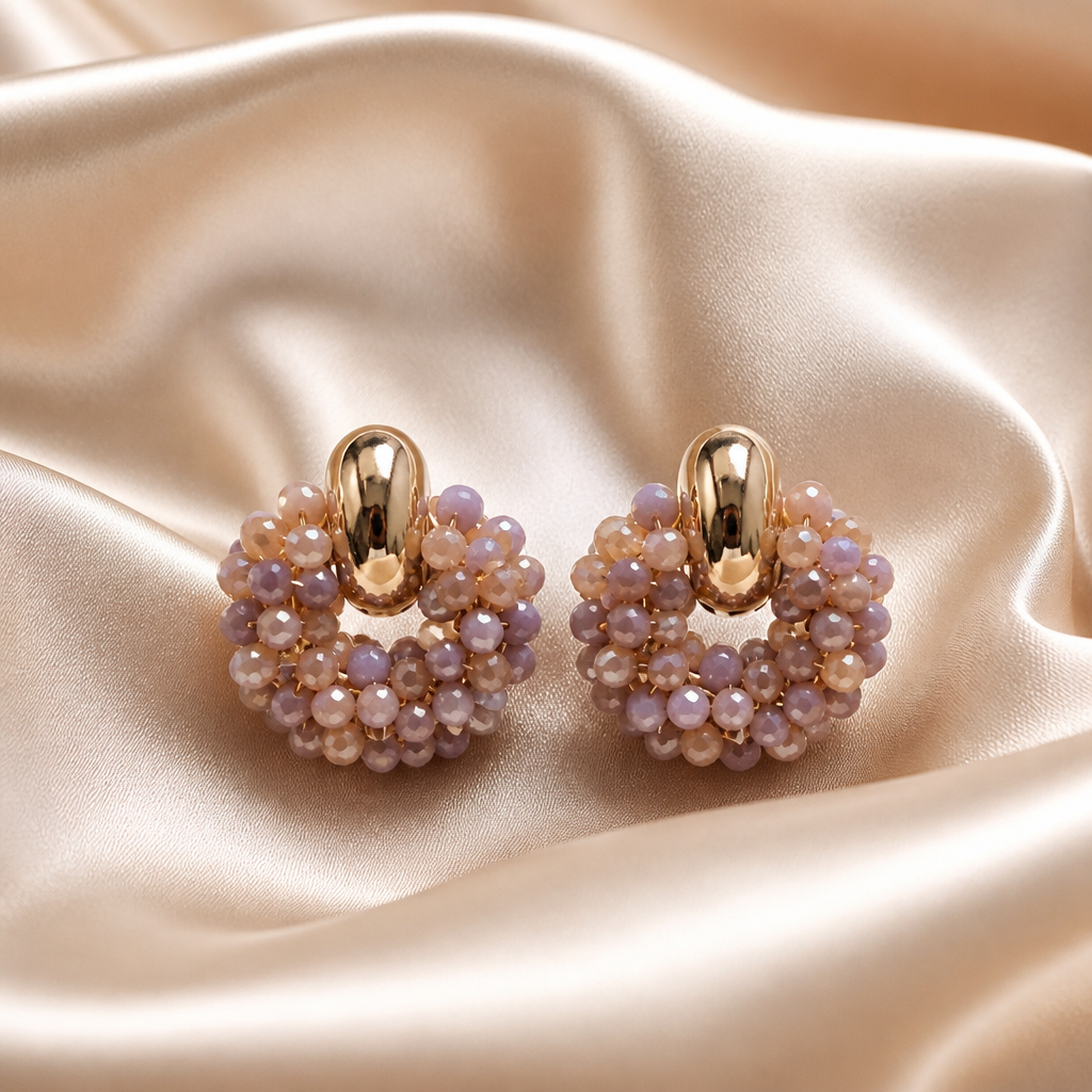 Boucles d'Oreilles Pendantes "Bleu Royal" en Cristal de Verre & Doré KC