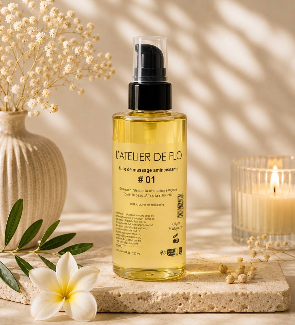 Huile de Massage Amincissante #01 – 100% Naturelle – 120 ml