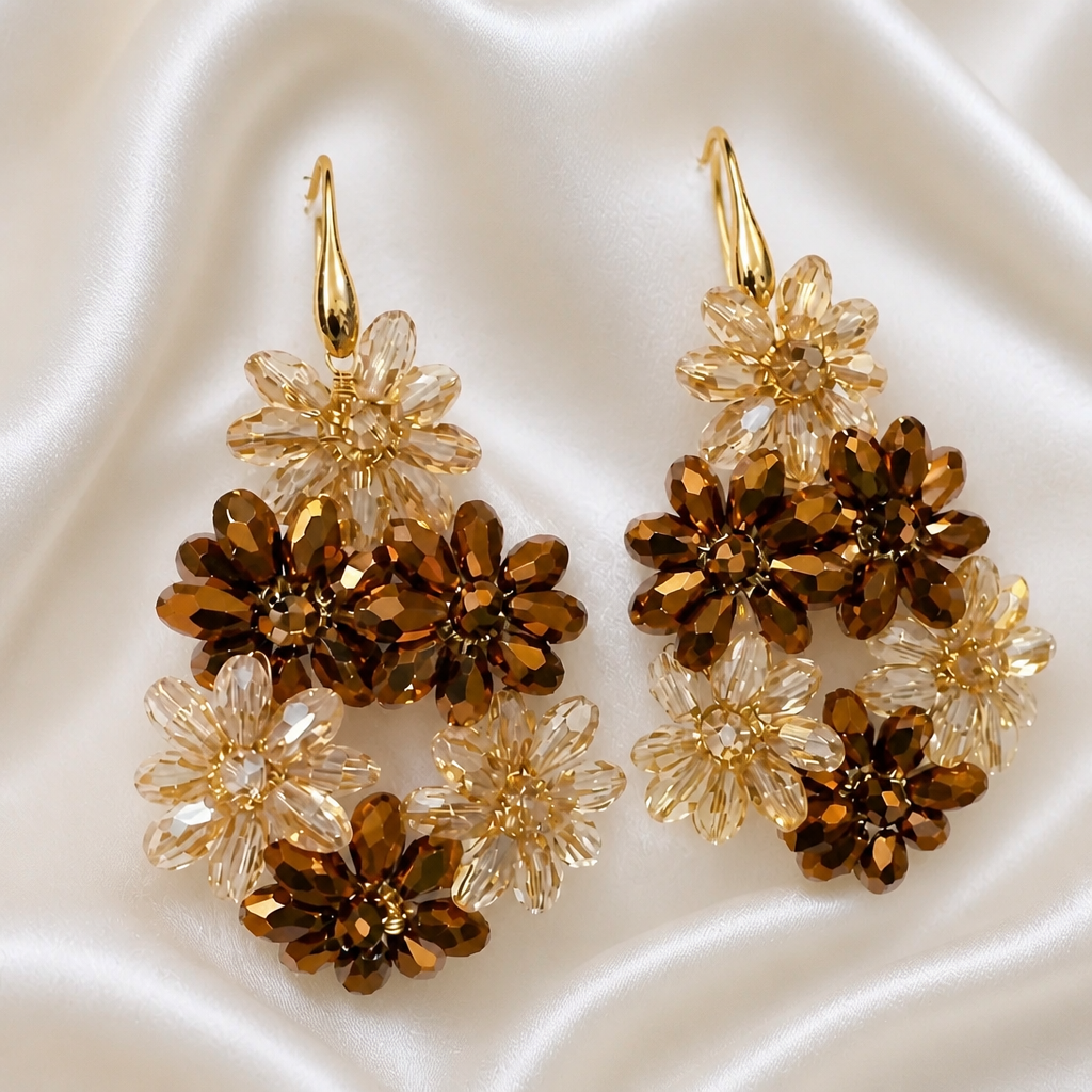 Boucles d’oreilles femme tendance Florales "Lumière d'Ambre" – Bohème Chic
