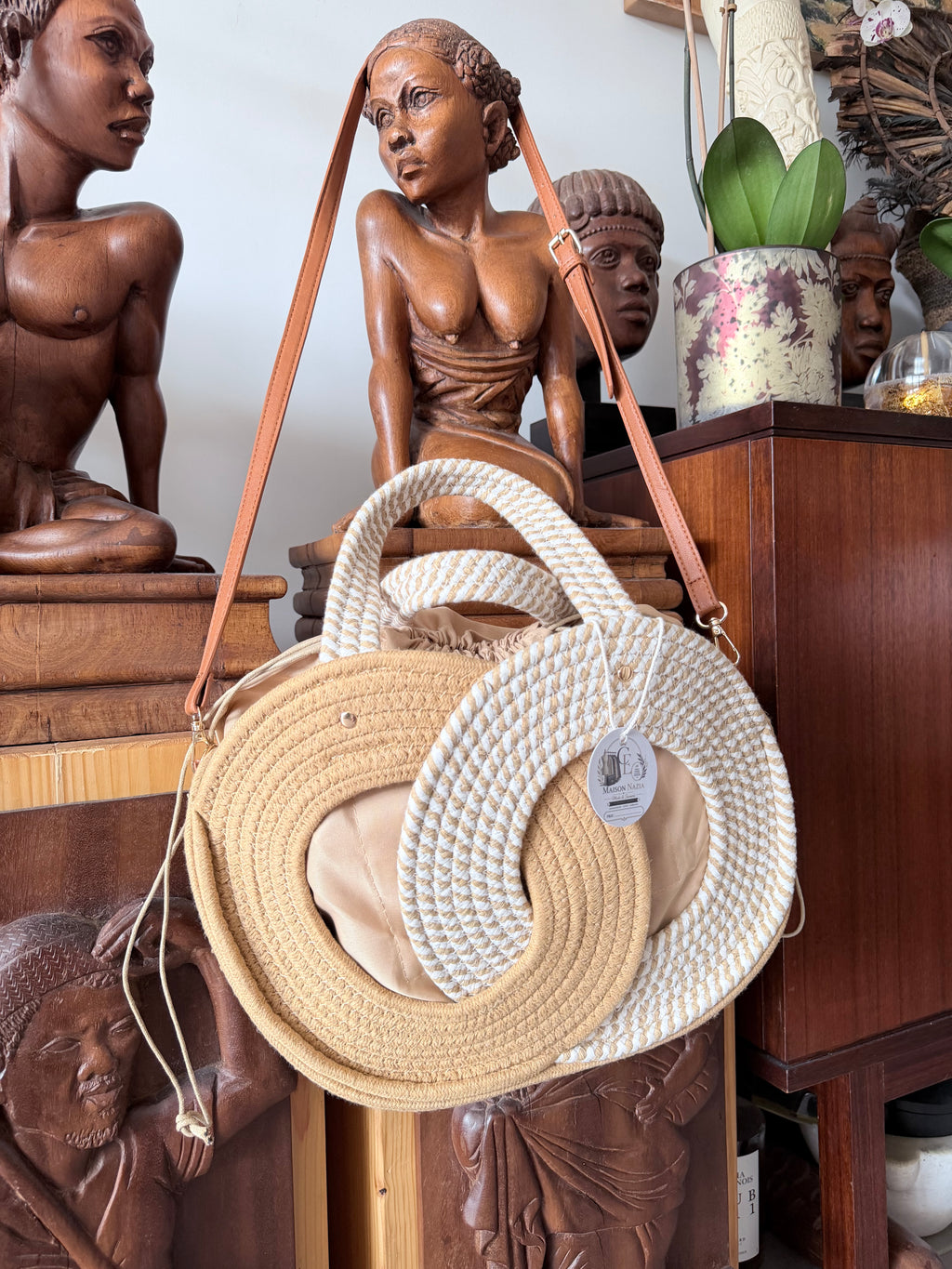 Sac Rond Bohème en Corde Tressée - Sac Bandoulière d'Été