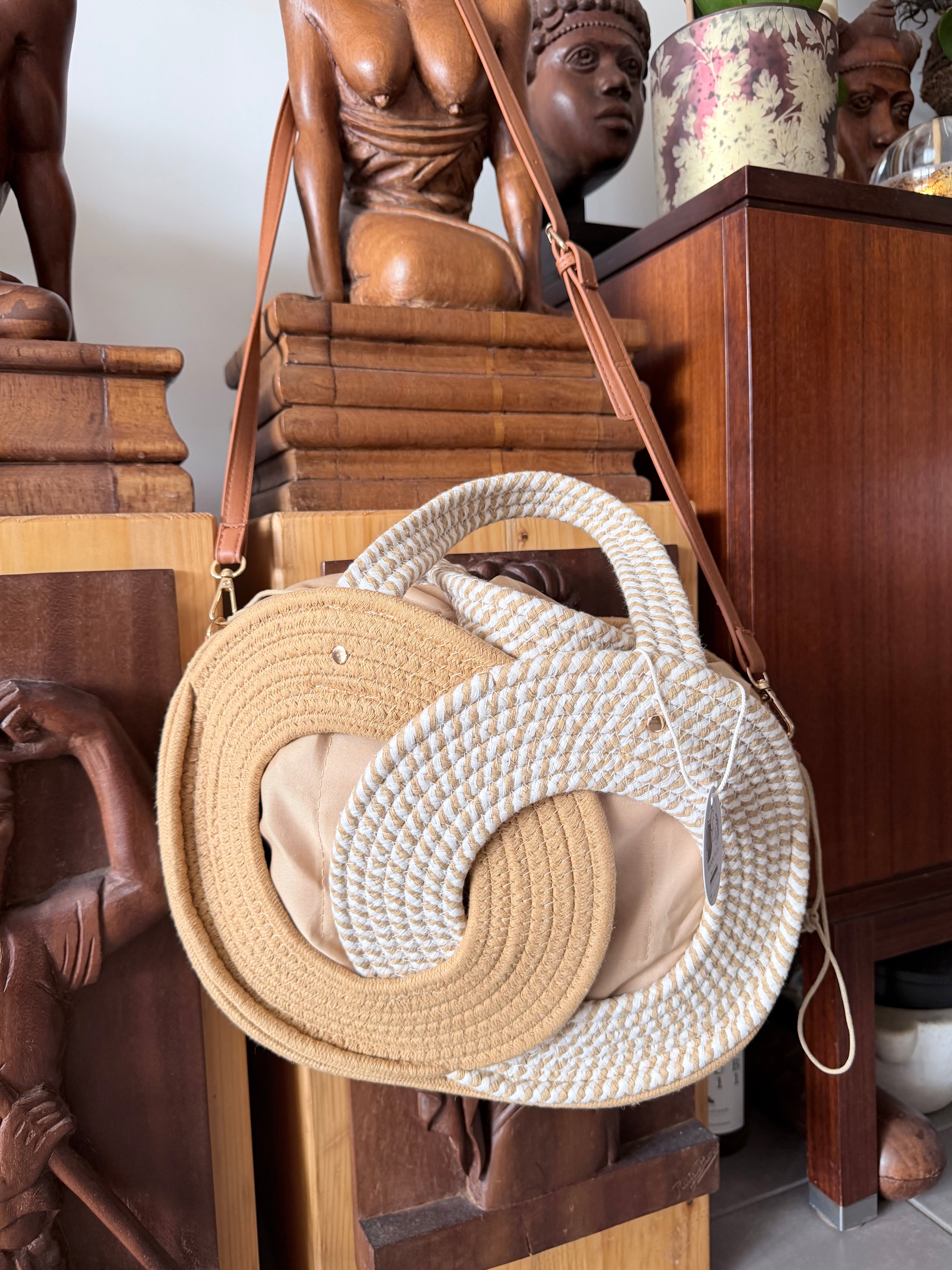 Sac Rond Bohème en Corde Tressée - Sac Bandoulière d'Été