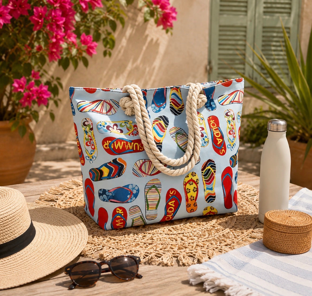 Grand Sac Cabas de Plage XL – Idéal Vacances & Famille ☀️🌊
