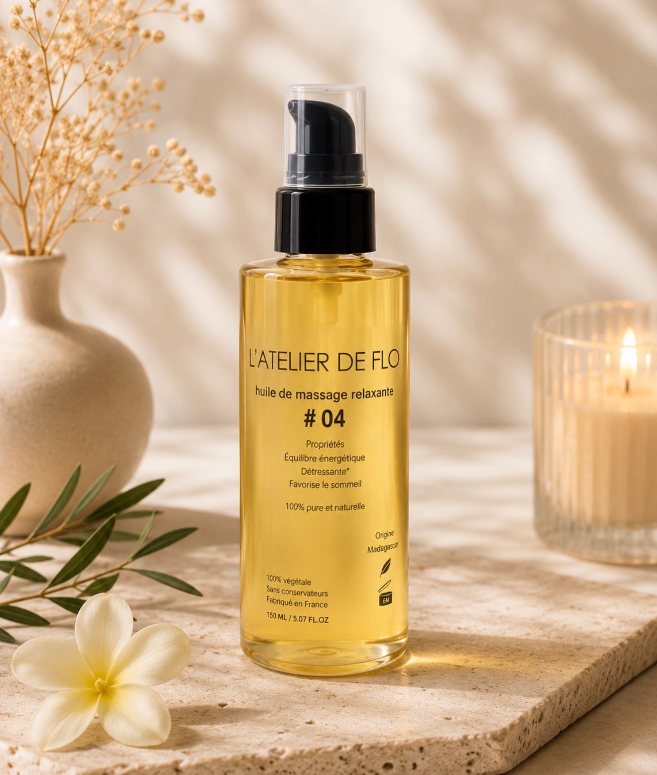 Huile de Massage Relaxante #04 – Équilibre & Détente – 150 ml