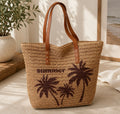 Grand Sac Cabas Tressé "Summer Palms" – Style Bohème Chic