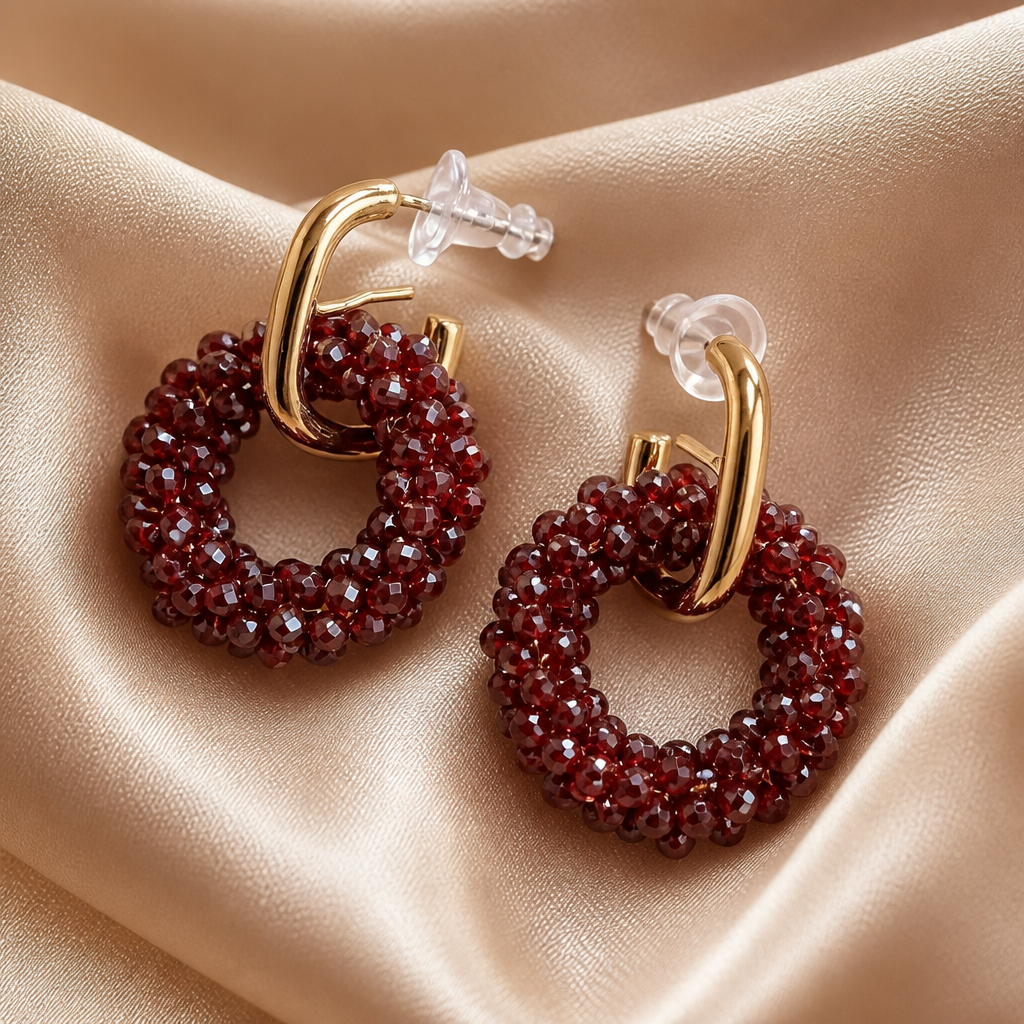 Boucles d'Oreilles Pendantes "Bleu Royal" en Cristal de Verre & Doré KC