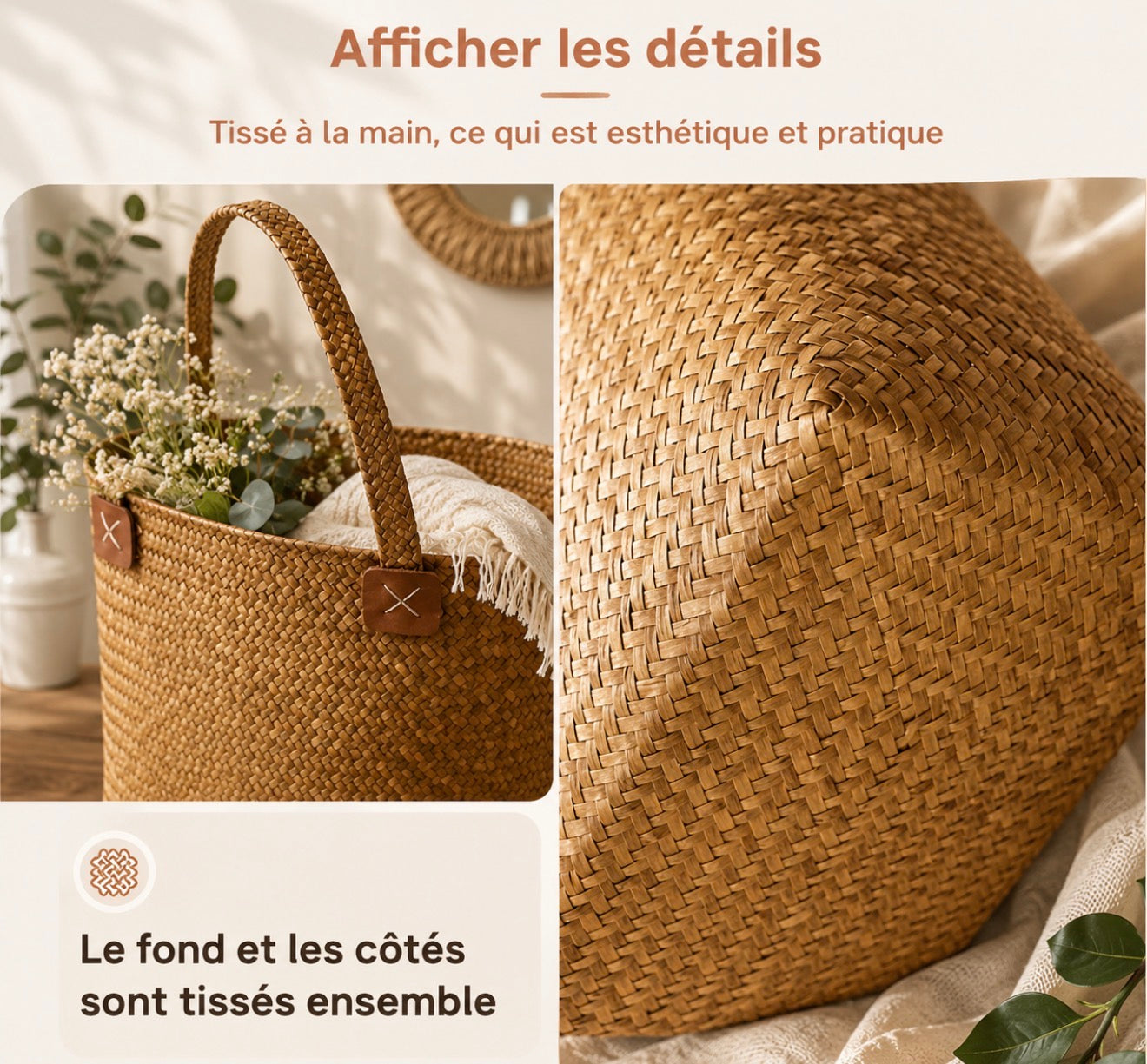 Sac Panier Artisanal "Le Tressé Authentique" – L'Échappée Bohème