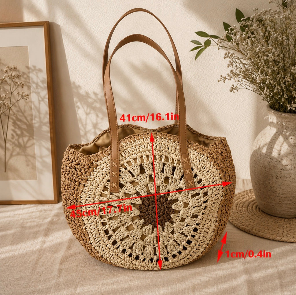 Sac Cabas Rond Tricoté "Granny" – L'Esprit Rétro-Bohème de l'Été