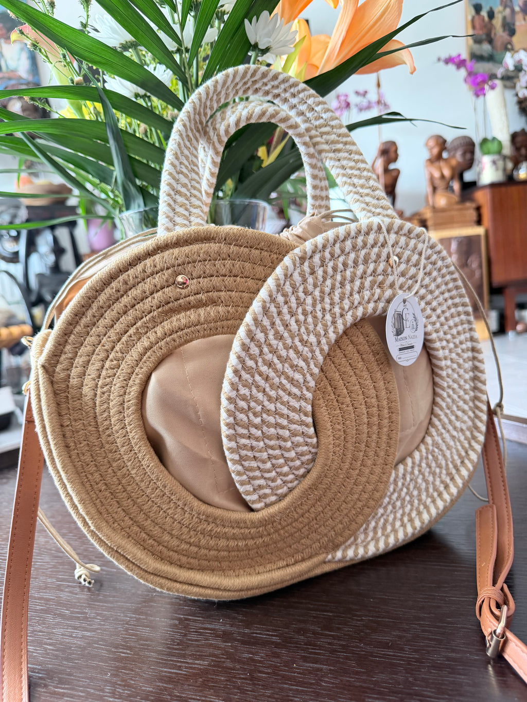 Sac Rond Bohème en Corde Tressée - Sac Bandoulière d'Été