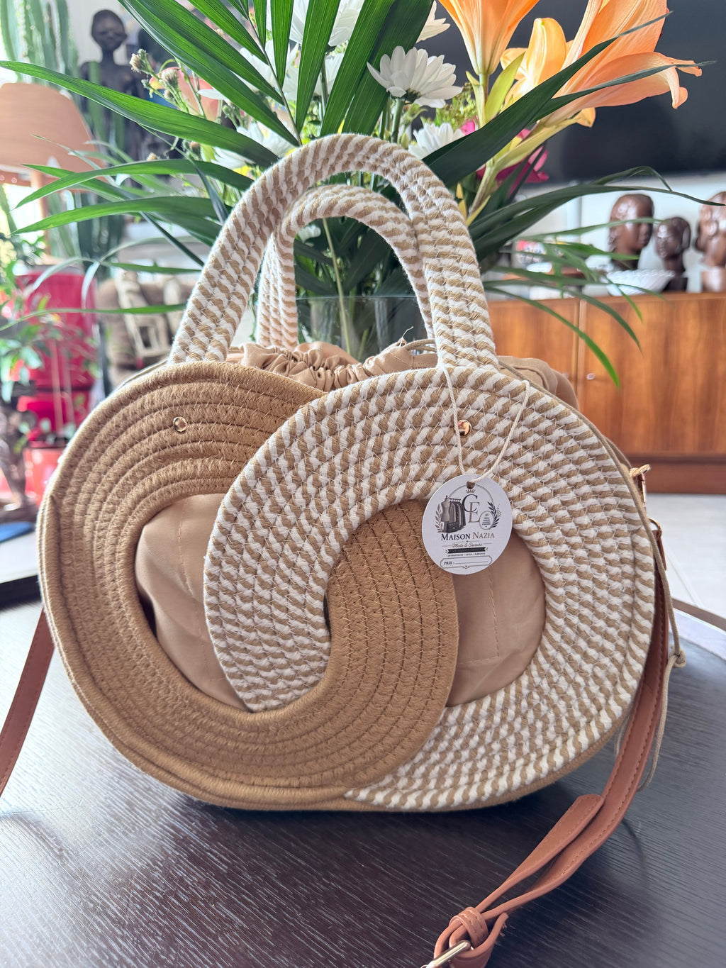 Sac Rond Bohème en Corde Tressée - Sac Bandoulière d'Été