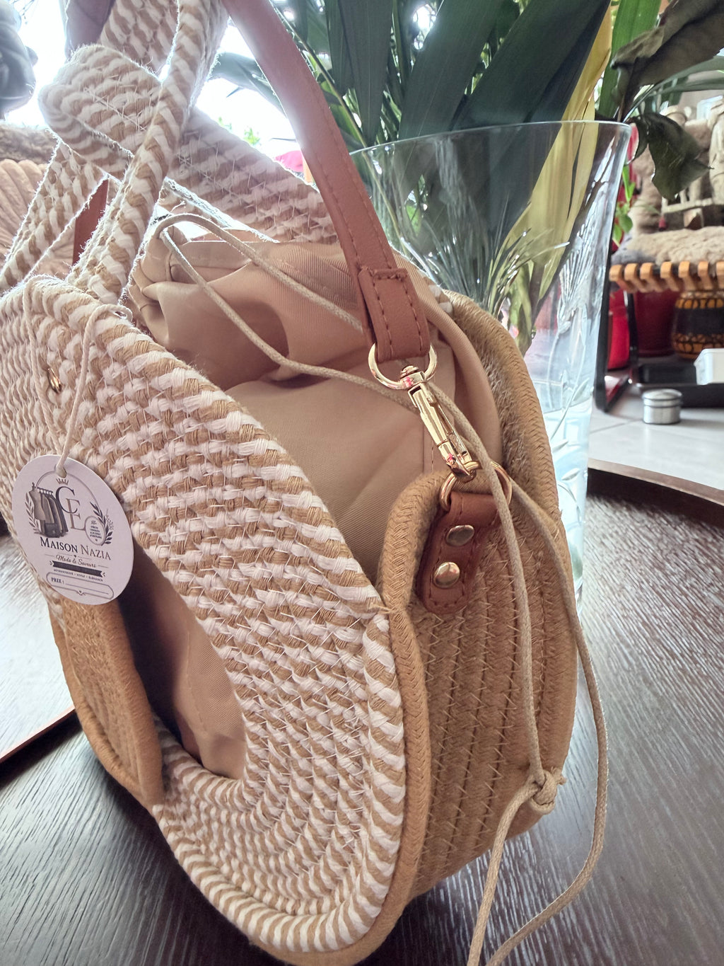Sac Rond Bohème en Corde Tressée - Sac Bandoulière d'Été