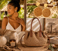 Sac Bohème Chic – Sac Seau Tressé & Boucles d'oreilles Rotin assorties