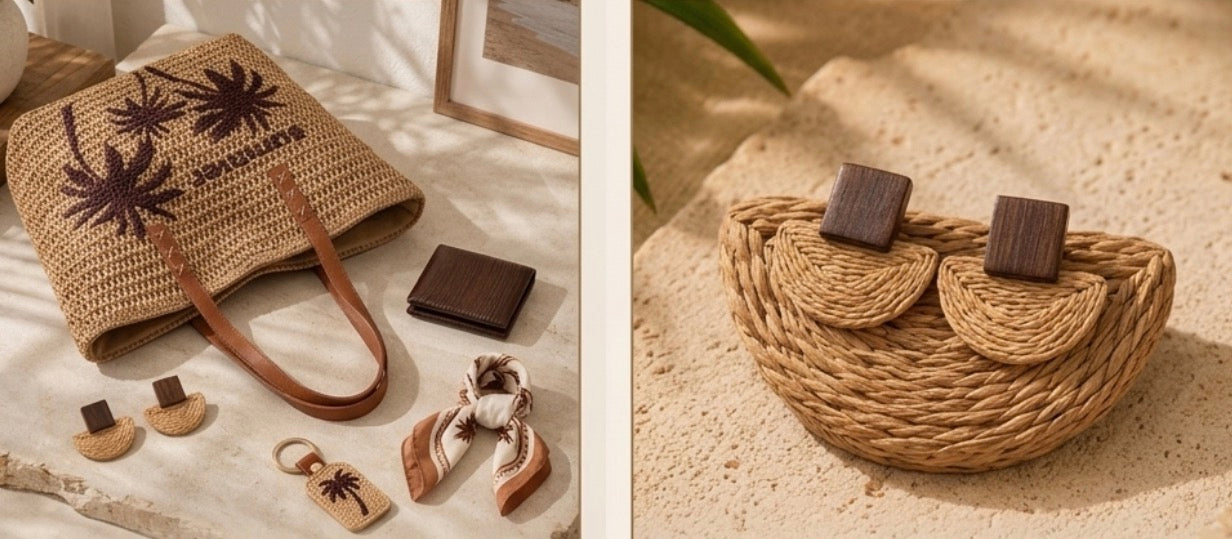 Pack Look d'Été – Le Cabas Palmiers & Ses Boucles d'Oreilles Assorties