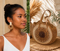 Pack Privilège "Soleil d'Été" – Sac Cabas Tressé et Boucles d'oreilles Coordonnées